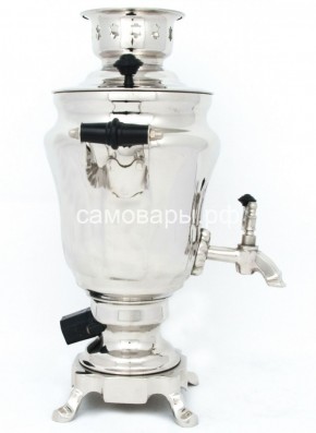 Электрический самовар из латуни никелированный на 1,5 литра форма "Тюльпан" с защитой от выкипания в Казани - kazan.mebel-74.com | фото
