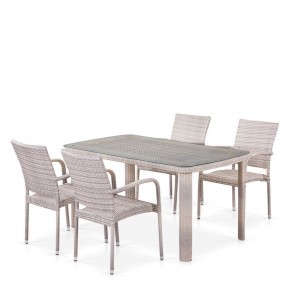 Комплект плетеной мебели T256C/Y376C-W85 Latte (4+1) + подушки на стульях в Казани - kazan.mebel-74.com | фото