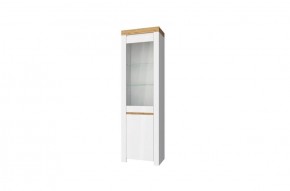 Шкаф с витриной  1V1D, TAURUS, цвет белый/дуб вотан в Казани - kazan.mebel-74.com | фото